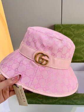 Gucci Pastel Pink Tonal GG Monogram Canvas Bucket Hat